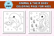 Animal & Their Baby Coloring Page, an Animal Illustration by Salaly (Thumbnail 5 of 6)