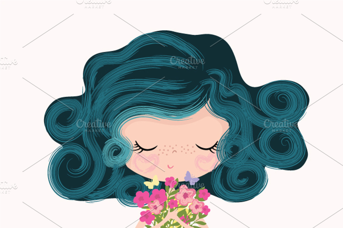 set with cartoon girls - cute girls, a Person Illustration by StudioLondon (Photo 7 of 9)