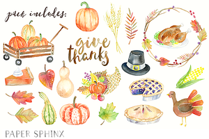 Thanksgiving Watercolor Graphic Pack