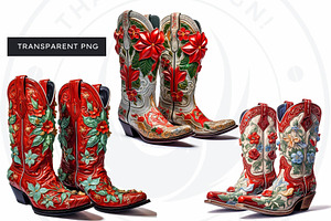 Christmas Cowgirl Boots Clipart PNG