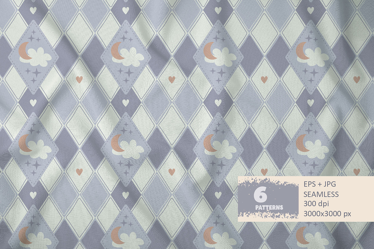 Lavender Argyle Seamless Pattern Set, a Decorative Illustration by Nebbia (Photo 3 of 5)