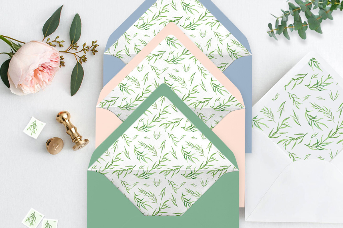 Green Leafy Watercolor Wedding Suite, an Invitation Template by Love Design (Photo 10 of 12)