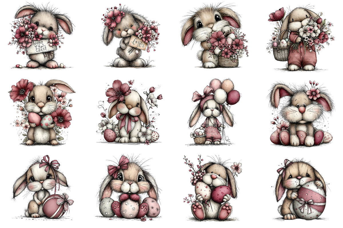 Whimsical Easter Bunny Clipart, an Illustration by Dream Creation (Photo 3 of 6)