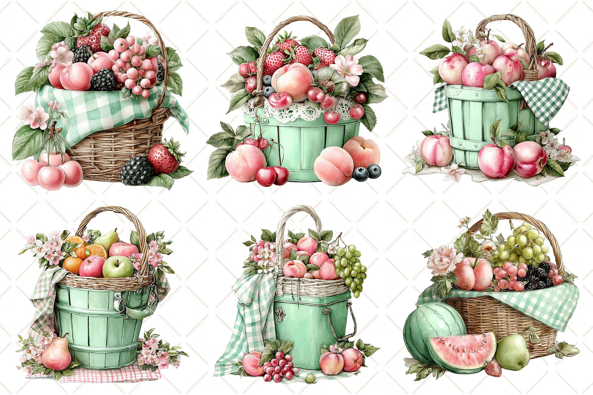 Summer Fruit Basket Clipart, an Illustration by Black Bird Studio (Photo 5 of 5)