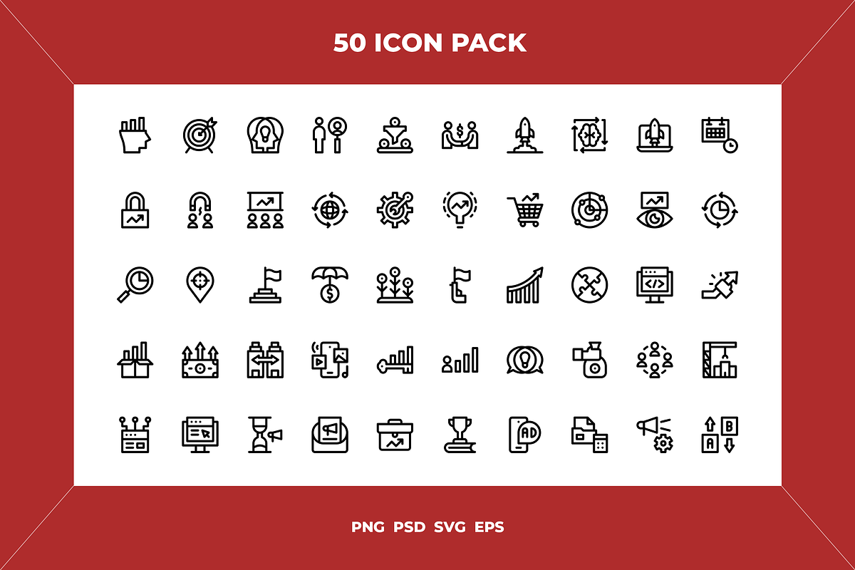 Growth hacking icons, an Outline Icon by Wencory (Photo 1 of 2)
