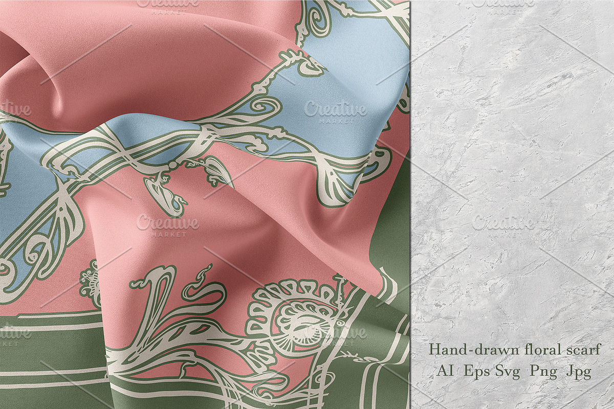 Belle Époque Garden Silk Scarf, an Object Graphic by ilustrinna (Photo 2 of 7)