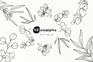 Eucalyptus Line Art Graphics, a Decorative Illustration by DENIDigitalArtSudio