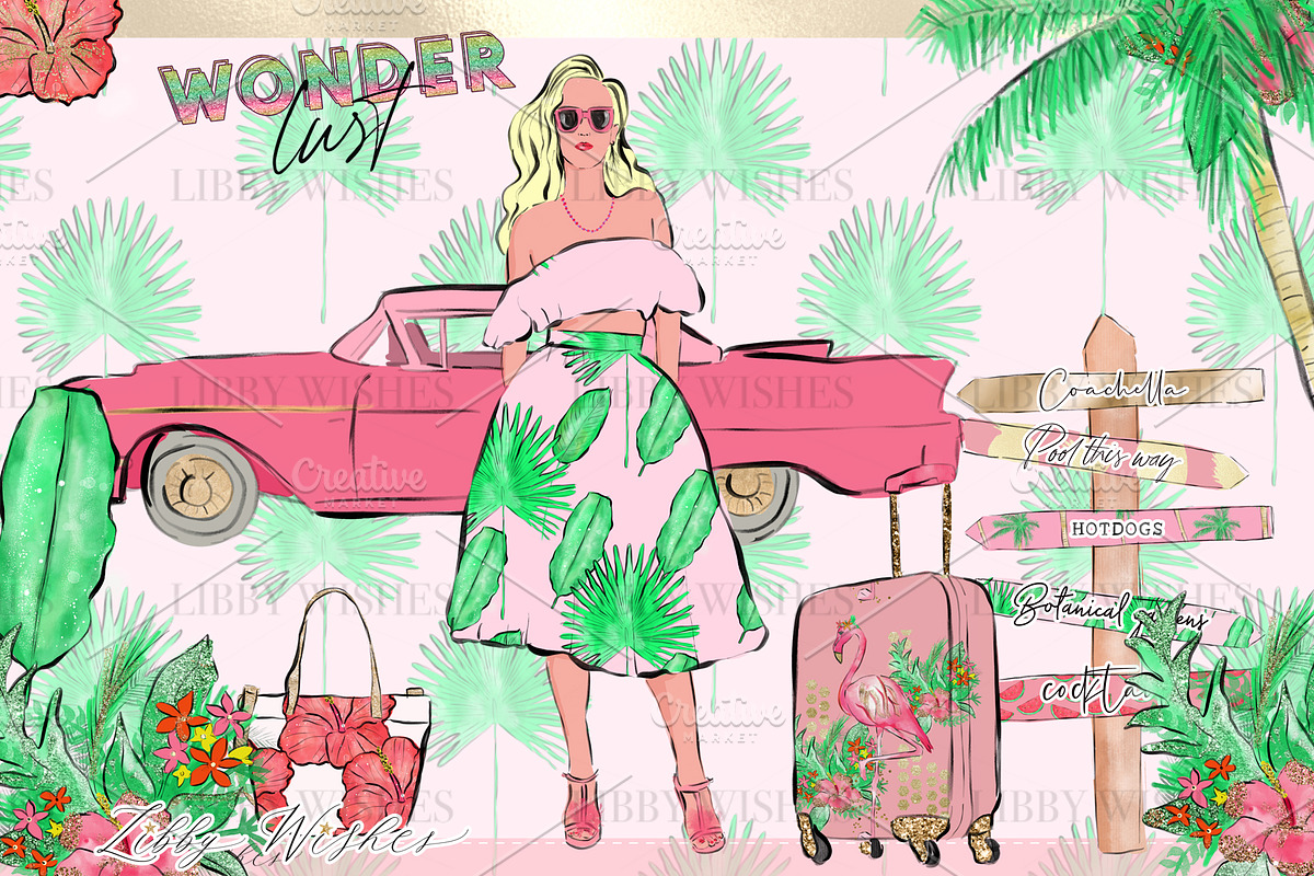 Palm Springs Tropical Clipart, an Animal Illustration by Libby Wishes (Photo 16 of 19)