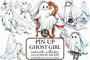 Pin-Up Ghost Girl Clipart, an Illustration by Libby Wishes (Thumbnail 1 of 7)