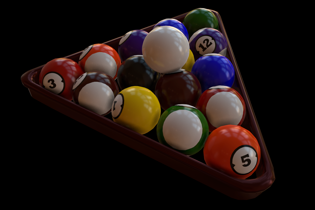 Pool Balls and Triangle Rack, an Architecture 3D Model by Kindesigns (Photo 2 of 3)