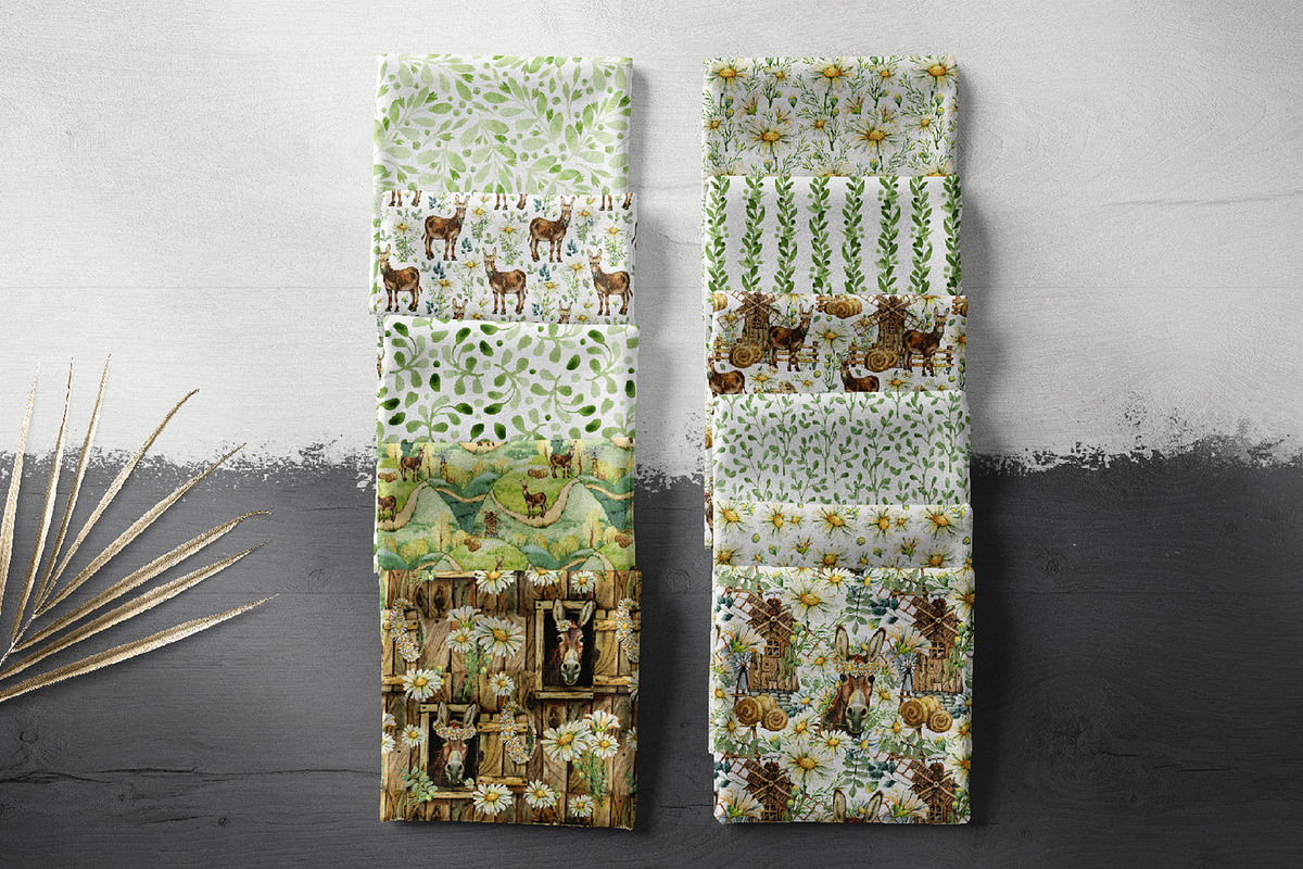 Donkey, farm animals, camomile, a Pattern Graphic by Artmanata (Photo 7 of 10)