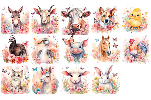 Spring Farm Animals Clipart