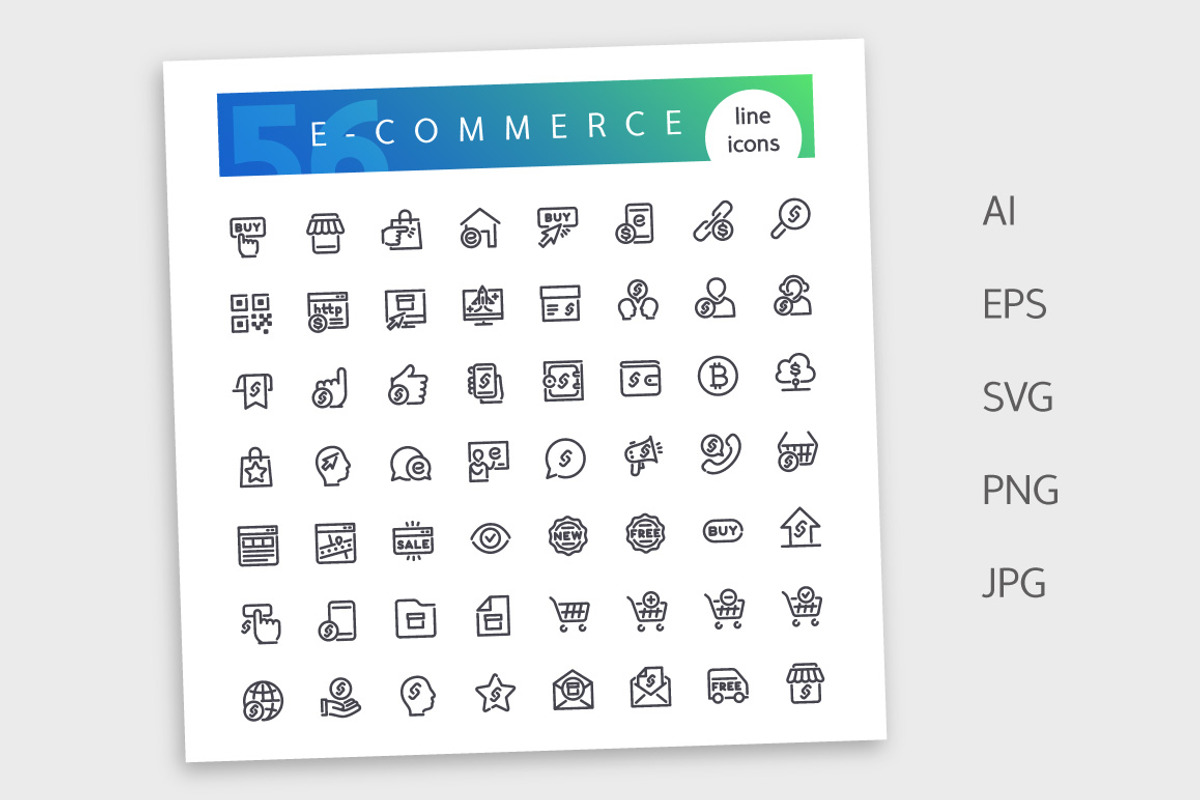 E-commerce Line Icons Set, an Outline Icon by Voysla's Shop (Photo 4 of 4)