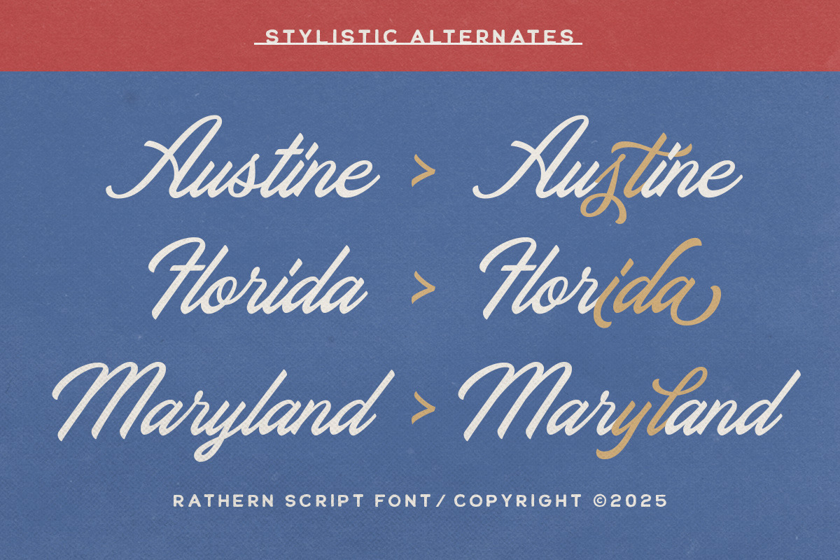 Rathern Vintage Script, a Script Font by Letterhend Studio (Photo 8 of 9)