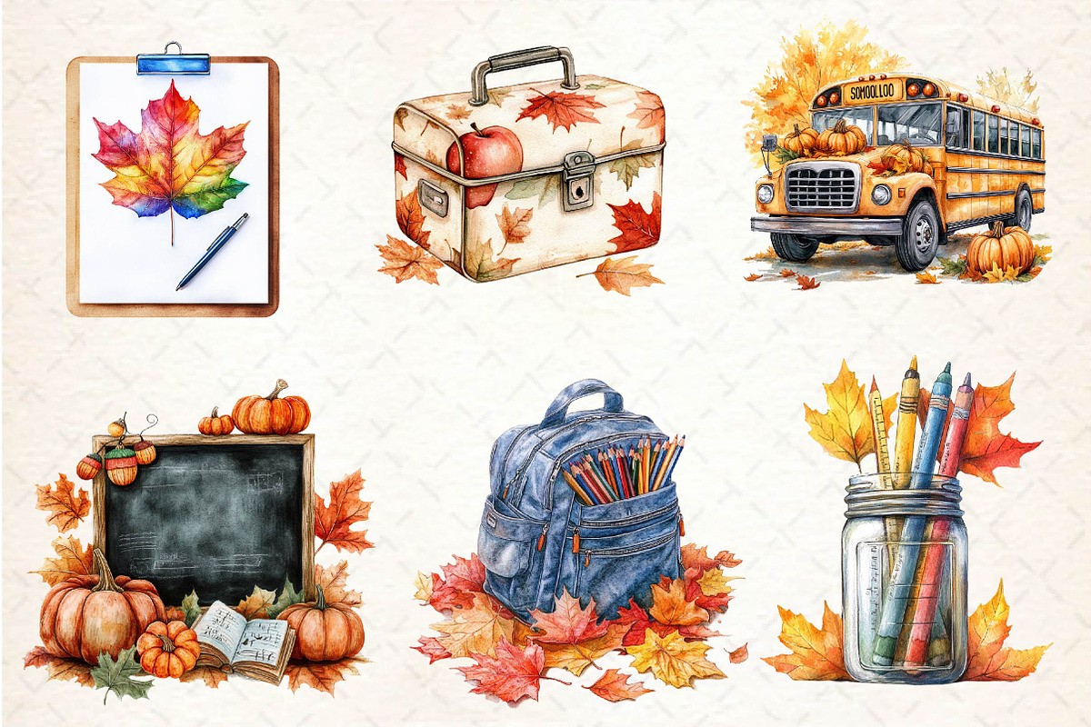 Autumn Back to School Clipart, an Illustration by Dream Creation (Photo 4 of 6)