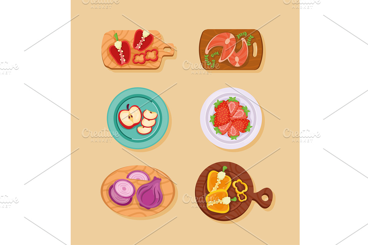 six chop food icons, a Food Illustration by studiogstock