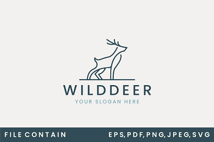 wild deer line art logo vector