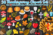 Thanksgiving Clipart Set No Outline, a Seasonal Illustration by V Design Creator (Thumbnail 1 of 8)
