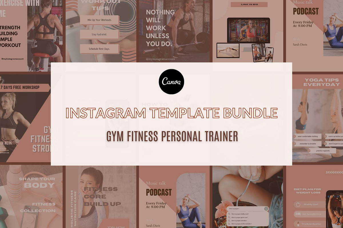 Fitness Coach Instagram Templates, a Social Media Template by Deepa Template Studio (Photo 2 of 18)