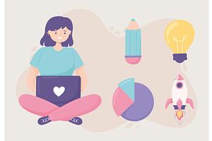 girl start up concept, a Person Illustration by studiogstock