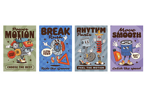 Car spare parts groovy characters, a Decorative Illustration by Buch&Bee