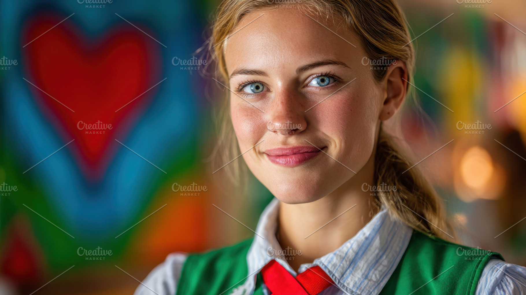Happy woman in bright colors, a Photo by Beautiful things