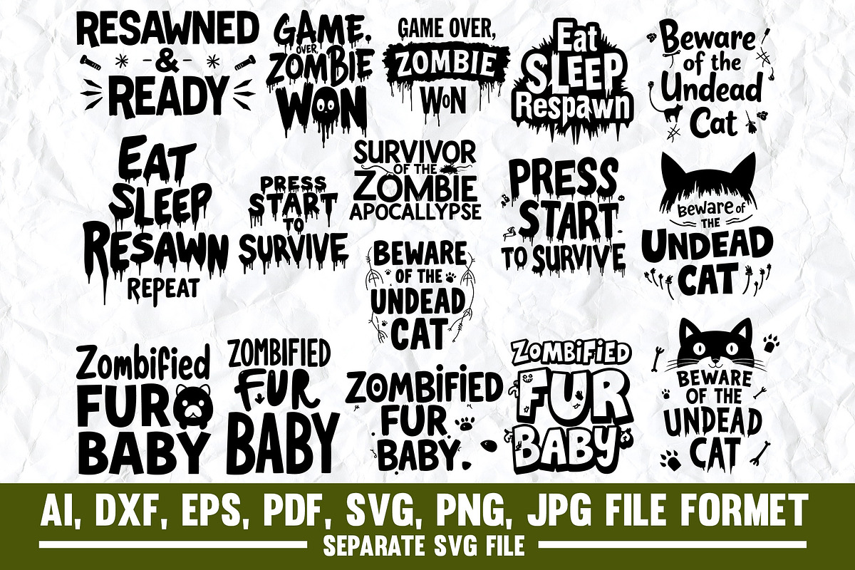 Zombified Fur Baby SVG Bundle, a Graphic by VectorArtPrintableDesign