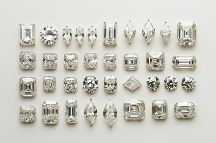 A collection of various diamond cuts arranged neatly on a light background. The, an Arts & Entertainment Photo by Textures & Backgrounds