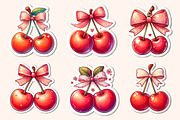 Kawaii Cherry with Bow Sticker PNG, an Illustration by Dream Creation (Thumbnail 2 of 6)