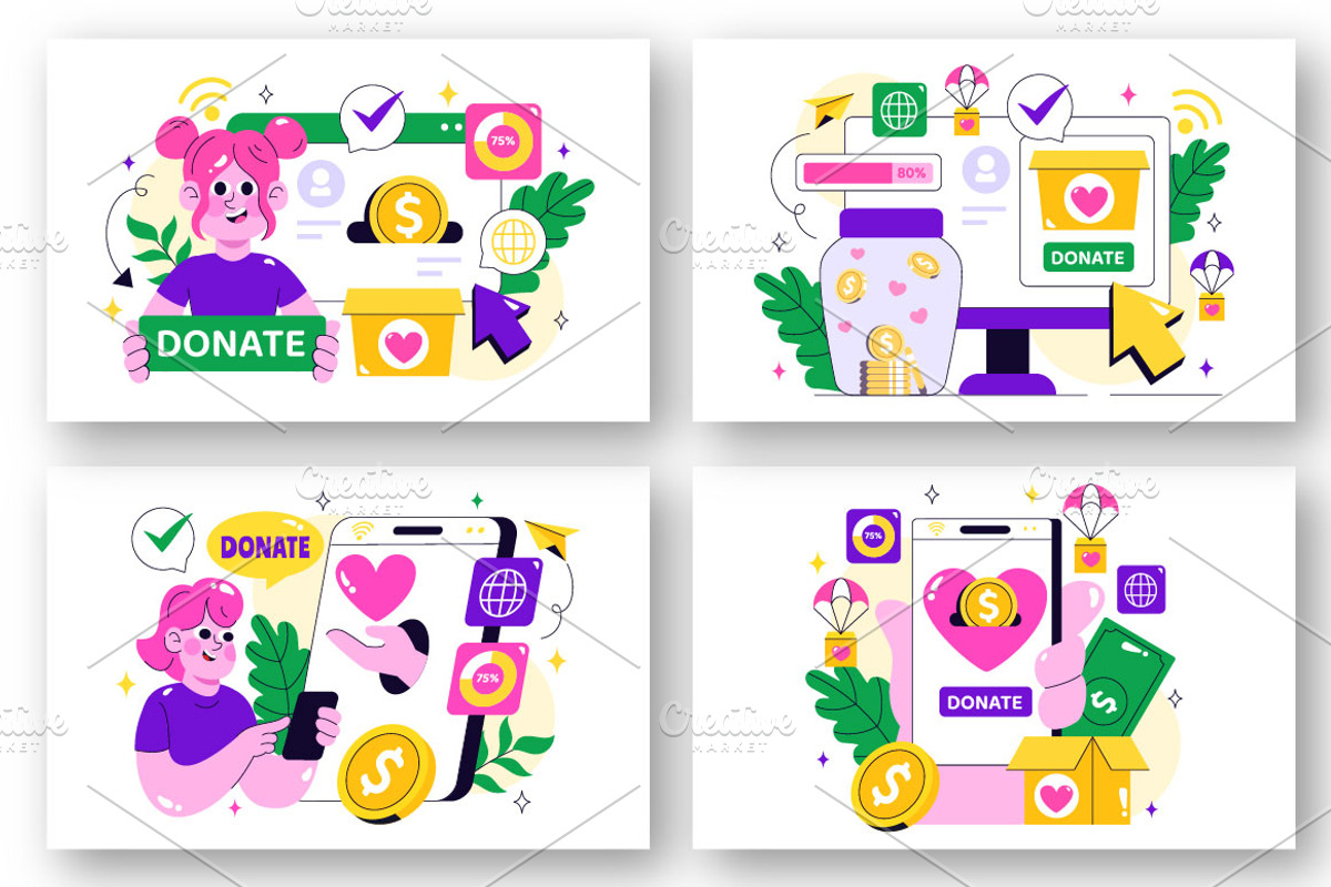 10 Online Fundraising Illustration, a Finance Illustration by denayunebgt (Photo 3 of 4)