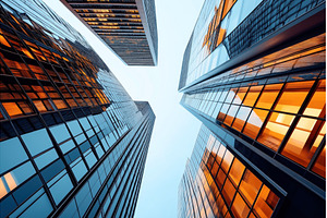 Low-angle view of modern glass, an Industrial Photo by Sergey Kotenev
