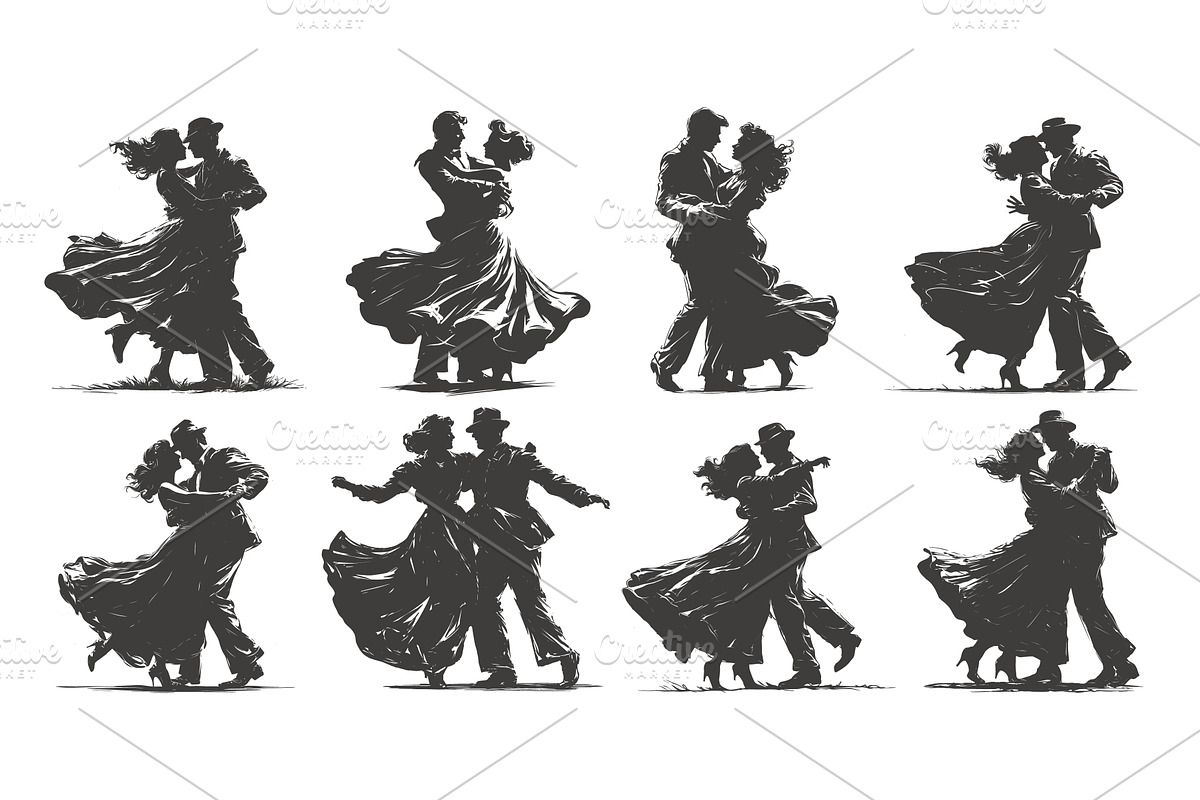 dancing couple silhouette. woman and, a Sport Illustration by Stock-Smart-Start