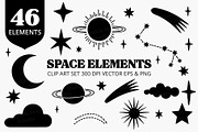 Celestial Space Silhouette Clipart, an Object Illustration by Printable Pretty Studio (Thumbnail 1 of 3)