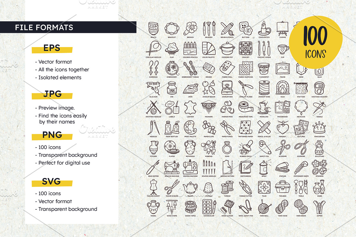 Arts and crafts Icon Set, an Outline Icon by insemar (Photo 3 of 4)