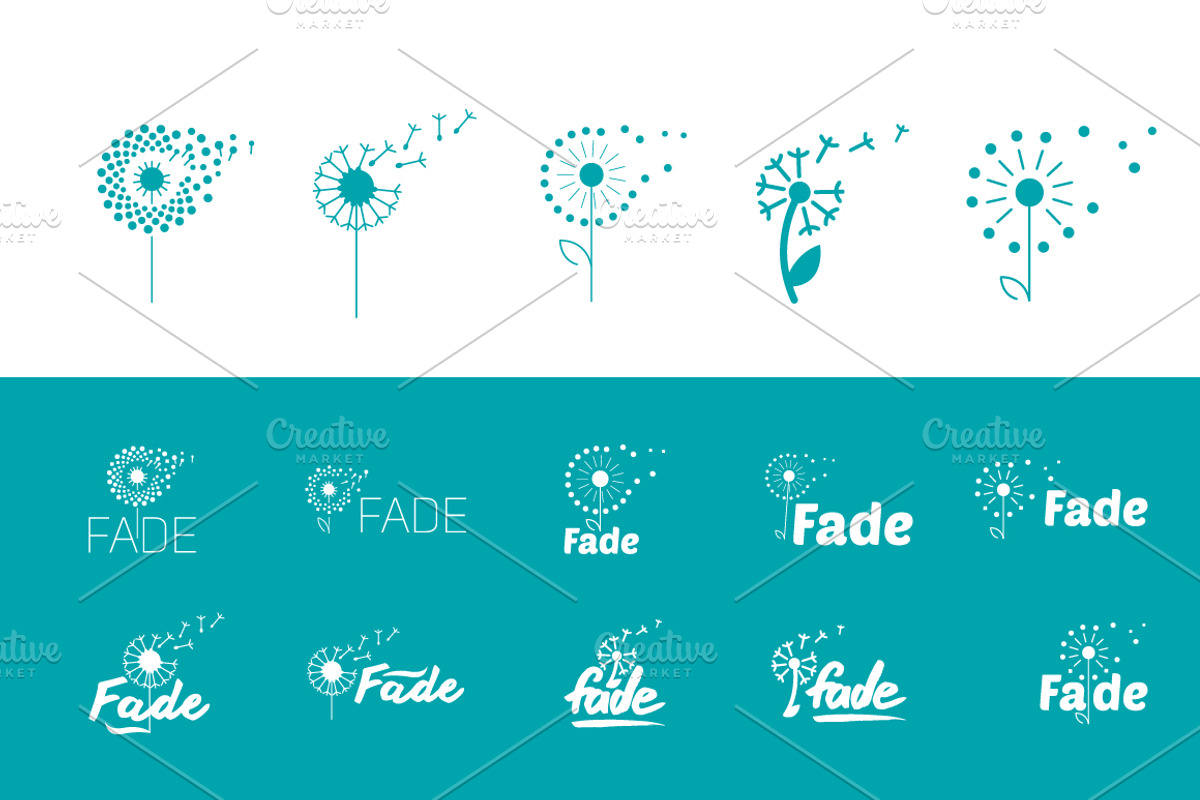 Flat set of fly dandelion symbols, an Object Graphic by Artha Design Studio