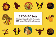6 zodiac sets 204+ illustrations, an Illustration by VecRas (Thumbnail 1 of 17)