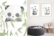 PANDA watercolor clipart, an Animal Illustration by OlliArtDesign (Thumbnail 3 of 6)