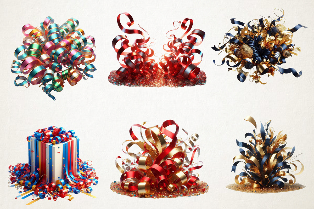 Confetti and Streamers New Year Clip, an Illustration by RobertsArt (Photo 2 of 4)