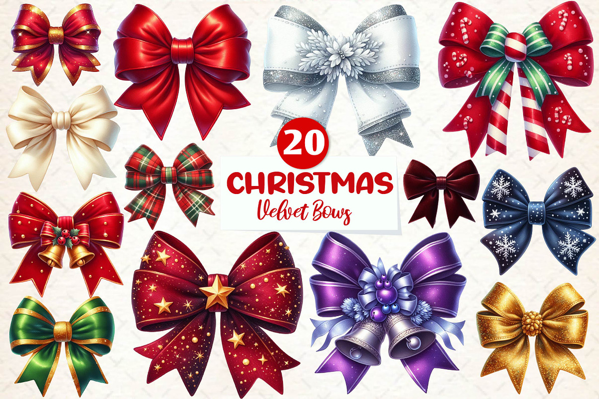 Velvet Bows Clipart, an Illustration by CreationArt (Photo 1 of 5)