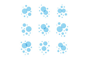 Blue soap bubbles set. Soft bubbles, an Illustration by GraphiShop