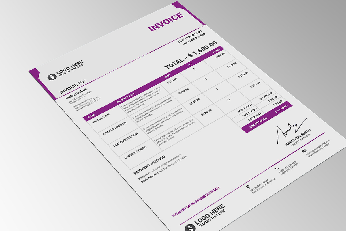 Invoice Template Vol-2, a Print Template by alimran24 (Photo 4 of 11)