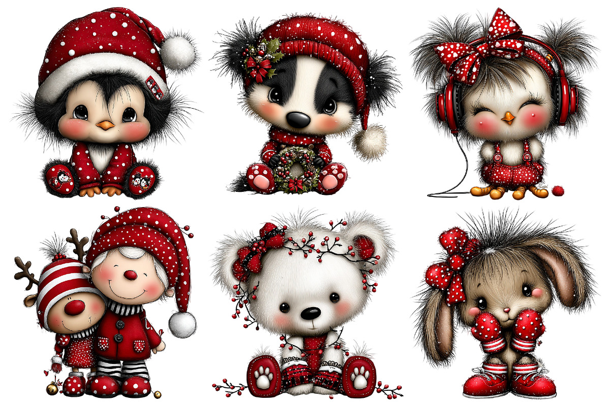 Christmas Animal Clipart Bundle, an Illustration by Pixels.Craft (Photo 6 of 6)