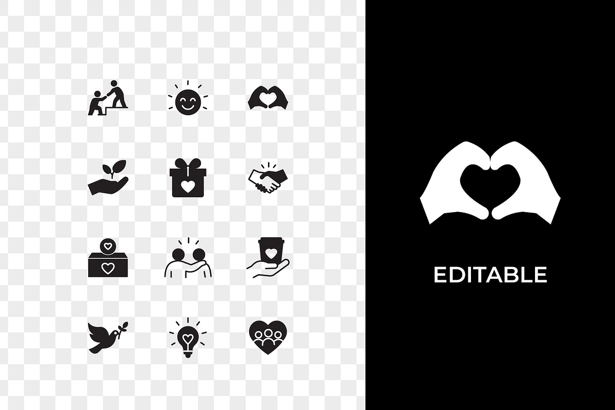 World Kindness Day Solid Icons Set, a Solid Icon by Unique Design Team (Photo 3 of 3)