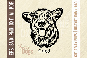 Corgi - Funny Dog - Cut SVG Stencil