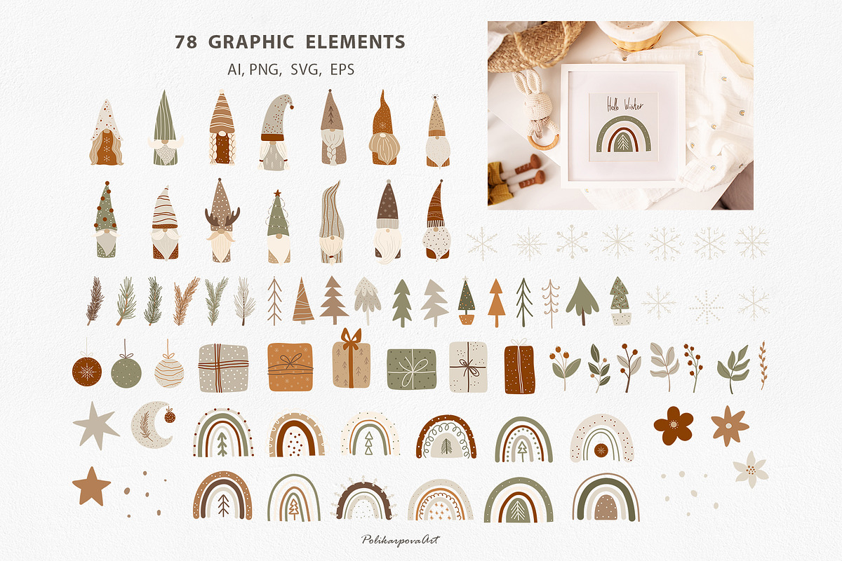 Merry Christmas Nordic Gnome clipart, an Illustration by polikarpovaart (Photo 8 of 10)
