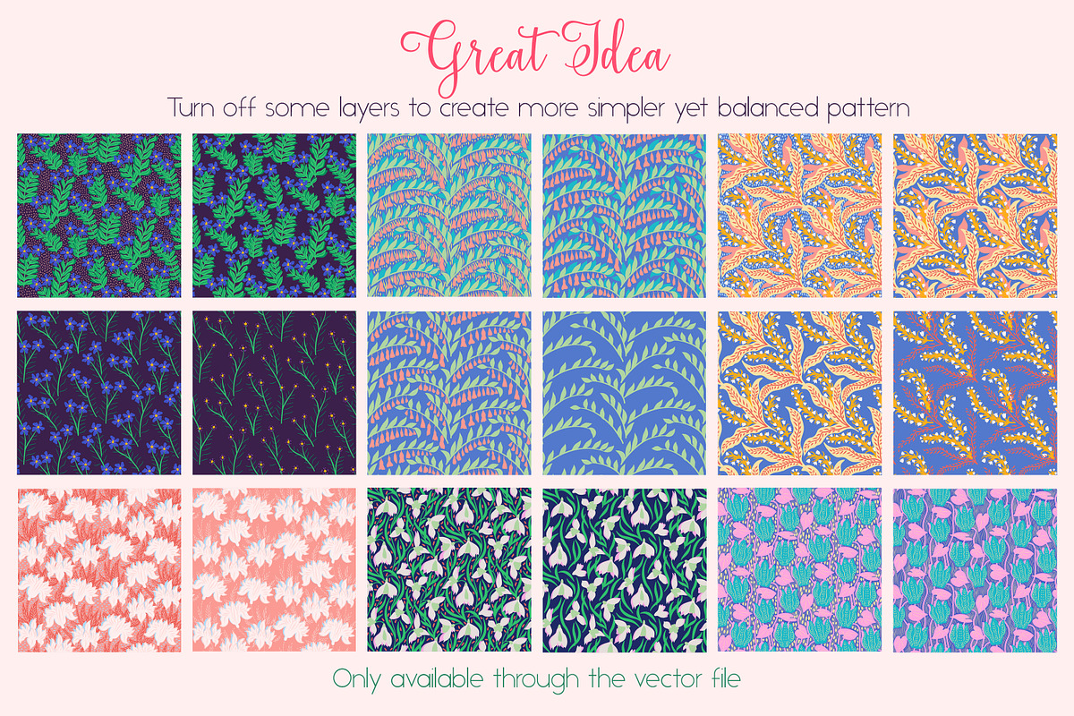Happy Flowers collection, a Pattern Graphic by Mona Ahmed (Photo 5 of 6)