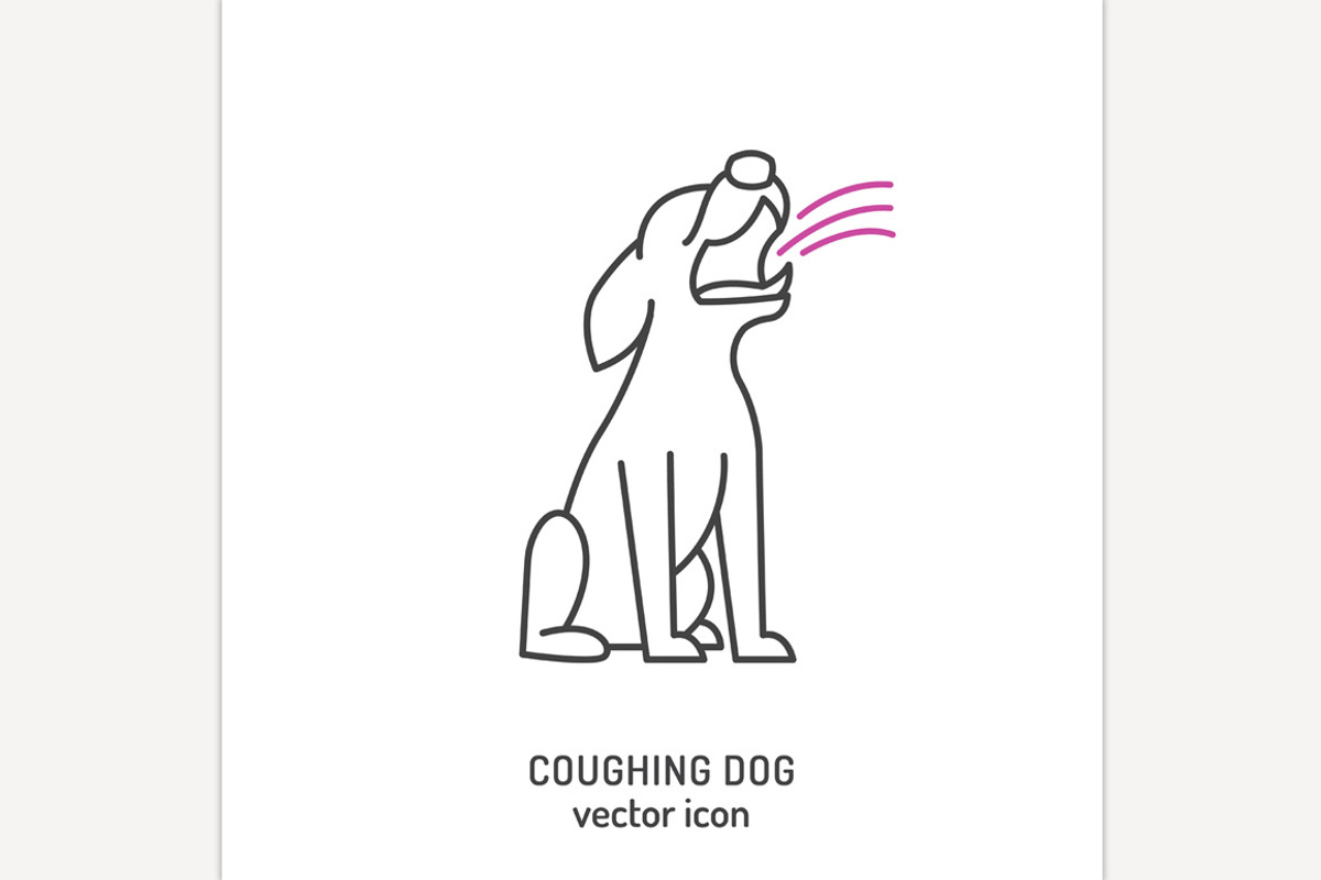 Coughing dog linear icon, sign, pic, an Outline Icon by Anna's Shop