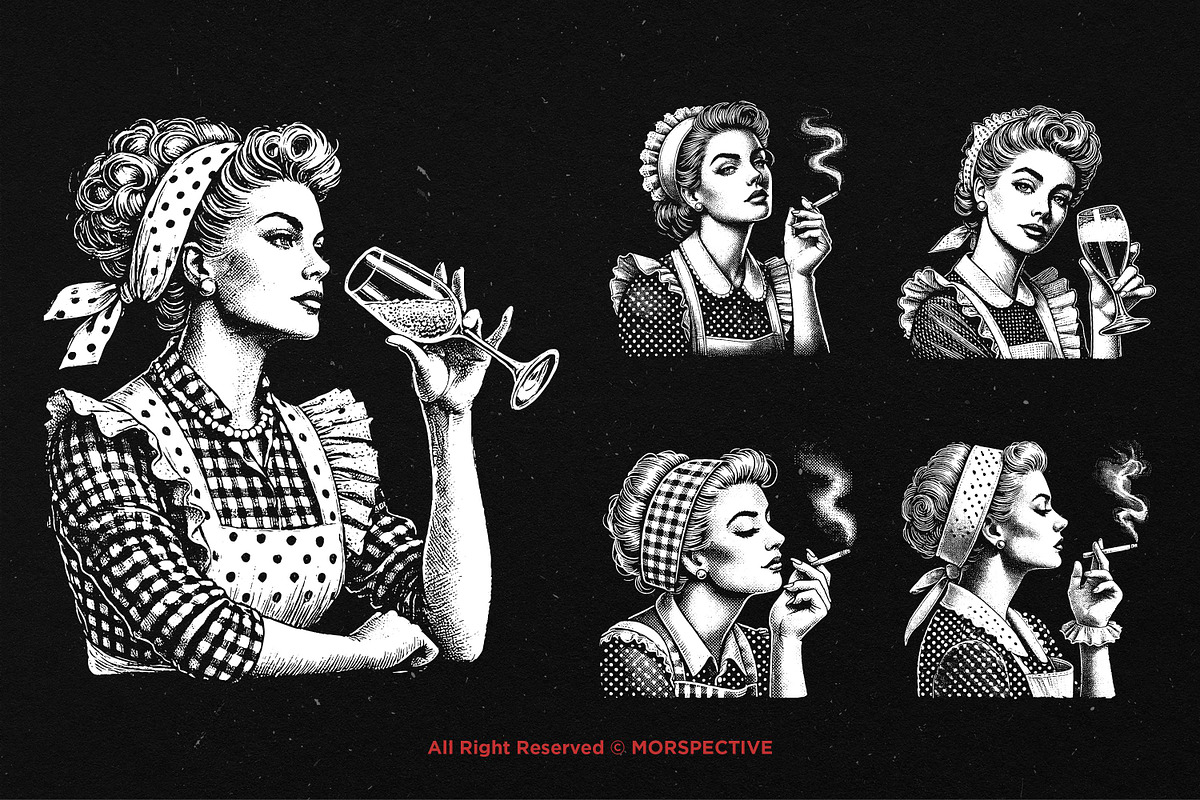 10 Bundle Dark Art Retro Housewife, an Illustration by Morspective (Photo 3 of 7)