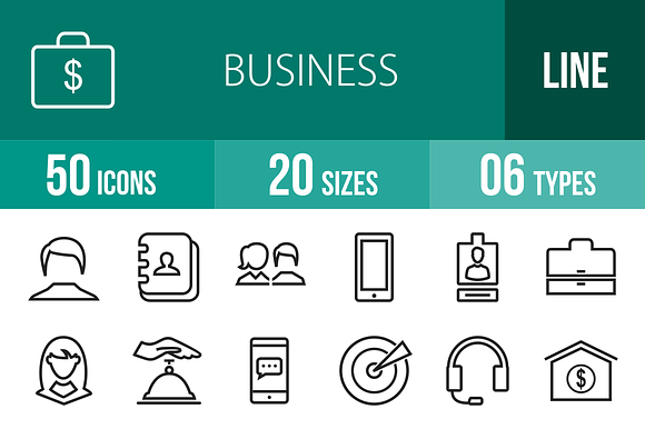 50 Business Line Icons