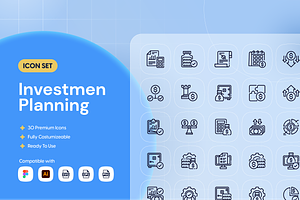 Investment Planning Icon Set, an Outline Icon by Nathaya Studio
